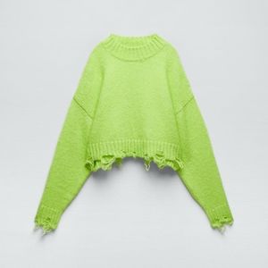 RIPPED CROPPED KNIT SWEATER SIZE M ZARA BRAND NEW WITH LABELS